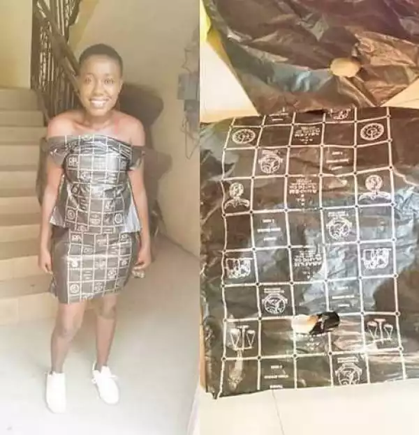 Classy or Trashy? Girl Makes a Dress Out of Her Cherished Polythene Bag (Photo)